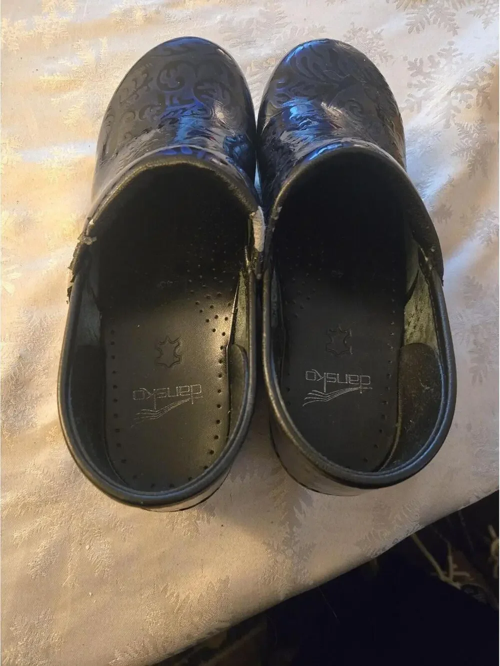 Dansko Professional Black Tooled Patent Leather Clogs Size EU 40